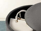 2X Side Table Storage Ottoman - Velvet Padded Stool Vanity Footstool REMI GREY V274-FT-VR-352VASS-GY