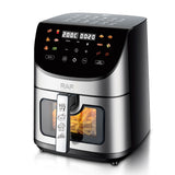 Smart Stainless Steel Air Fryer with Visible Glass Window, Touch and APP Control, Large Capacity for V1341-ZY-5QWVXJS3-SILVER