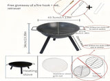 Outdoor Fire Pit Charcoal Fire Pit Camping Fire Pit Backyard Fire Pit Grilling - Black - Size set V1102-132-83980-BLK-SET