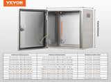 Steel Electrical Box, 40x30x25 cm, 304 Stainless Steel Electrical Enclosure Box, Wall-Mounted V952-BXGDQX16X12XBMZY8V0