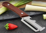 2-in-1 Stainless Steel Vegetable Peeler with Wooden Handle - Fruit/Potato Peeler & Bottle Opener V1263-JX-6038