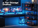 Artiss 200cm L Shaped Gaming Desk Computer Desk with LED Lights & Power Outlets MET-FC-25219-BK-AB