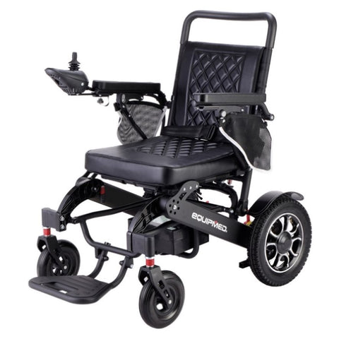 EQUIPMED Electric Folding Wheelchair, Folding, Long Range, Aluminium Frame, Lithium Battery, Black V219-HELWLCEQPKK6A