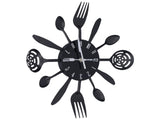 Black Kitchen Wall Clock Removable Modern Cutlery Kitchen Spoon Fork Wall Clock Home Decoration V1294-YM0523-3115210218311