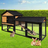 i.Pet Chicken Coop Rabbit Hutch 165cm x 43cm x 86cm Extra Large Run House Cage Wooden Outdoor PET-GT-R036L-180