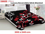 Lylac Homewares 800GSM Luxury Reversible Mink Blanket Flore Queen V442-LYL-BLANKET-2024FLORE-BLACK-QS