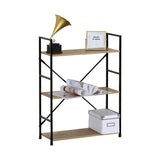 CARLA HOME 3 Tier Bookshelf - Industrial Display Shelf - Brown - Rustic - Steel - Living Room Office V178-36412