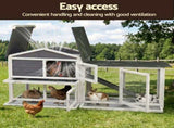 i.Pet Chicken Coop Rabbit Hutch Extra Large Wooden Run Cage House With Run Cage PET-CH-3TRAY-GR-AB