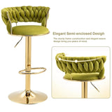SERENIT 2x Height Adjustable Swivel Bar Stool Velvet Golden Base Barstools Chairs Padded Seat Olive V255-GP1762_OLIVEGREEN