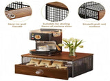 Coffee Machine Stand,Coffee Capsule Storage, Kitchen Counter Organizer with Drawer& Wire Basket, V1337-A9-C57U-QV30