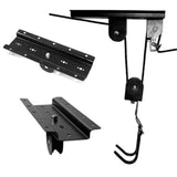 Bike Hoist Garage Lift Pulley System 60kg Steel Black 2 Rack Hooks V1369-AZ3-W-15968