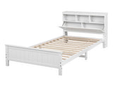 Artiss Single Bed Frame with Storage Headboard and Footboard Wooden Bed Base White WBED-F-S1-S-107-AB