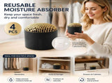 4 Pack Black Mini Tabletop Deodorising Caddies, Sleek Multi-Drawer Organising Bundle, Keep Desktop V1221-XM-LB2062-GM077