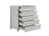 Tallboy with 5 Storage Drawers Natural Wood like MDF in White Ash Colour V43-TBY-CELWHA