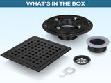 Square Floor Shower Drain, Lattice Square Perforated Pattern Easy Cleaning Removable Grate, V1369-AZ3-W-05758