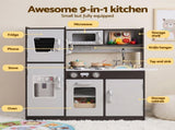 Keezi Kids Play Kitchen Pretend Toy Kitchen With Wooden Play Food Set PLAY-WOOD-MODERN-3IN1