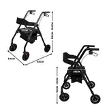 Orthonica Foldable Mobility Steel Rollator Walker 136kg Max Capacity Aid Seat FRW-MAS-029-BK