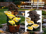 Gardeon Solar Fountains Water Features 4-Tier Cascading Flower Bowls 55cm FOUNT-A-FLOWER-BR