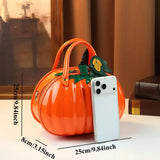 New PU 3D Pumpkin Bag, Rustic Handheld Crossbody Autumn Daily Bag V1232-NGBB-001
