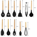12pcs Black Heat Resistant Silicone Kitchen Utensils Set V1237-ZY-506-0037