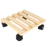 Wooden Flower Plant Pot Base Roller Moving Tray Rack Holder with Wheels for Garden Supplies V1294-YM0901-3111200163411