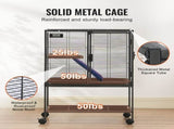 34" Metal Small Animal Cage 2-Tier Rolling Ferret Cage with Tray A Ramp V952-JSXDLJS24173EGCSNV0