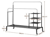 Artiss Clothes Rack Double Rod Airer Rail Coat Stand Hanger Storage Shelf HANGER-E-01-4T-SIBK
