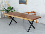 X-Shaped Table Bench Desk Legs Retro Industrial Design Fully Welded - Black V63-834831