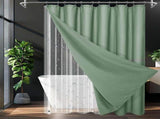 Bath Shower Curtain Set 230gsm Waffle Shower Curtain Thick PEVA Liner Triple Header Hooks for V1294-YM0901-YM888YBTMSY04V24V0001