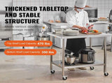 Stainless Steel Work Table 30 x 36 x 38 Inch, with 4 Wheels, 3 Adjustable Height Levels, Heavy Duty V952-CFBXGGZTLCDJ7EQSTV0