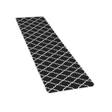Non-Slip PVC Kitchen Floor Runner 45 x 180 cm, Waterproof Rug, Black Moroccan Trellis V1188-MS-617-020
