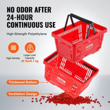 VEVOR Shopping Basket, Set of 12, 24L Durable Plastic Grocery Basket with Handle and Stand, 425 x V952-GXSBSSLGWLHS08MIEV0