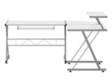 Artiss Computer Desk L-Shape Keyboard Tray Shelf White MET-DESK-117-WH