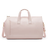 Pink PU Leather Travel Duffel Bag - Large Capacity Waterproof Suit Bag with Shoe Compartment V888-ELOSUNG11569