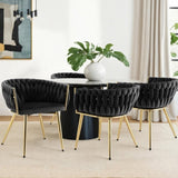1 Set of 4 Artiss Dining Chairs Velvet Armchair Black UPHO-C-DIN-01-VEL-BKX4