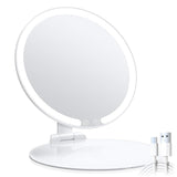 Travel Makeup Mirror with, 8" Portable Folding Make Up Tabletop Mirror with LEDs 3 Colors V1192-AZ-W-17179