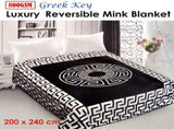 800GSM Luxury Reversible Mink Blanket Greek Key Black Queen 200 x 240 cm V442-ABR-BLANKET-800GSMGREEKKEY-BLACK-QS