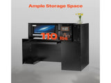 Reception Desk, 1400 x 800 x 1200 mm L-Shaped Front Counter Table, Office Reception Counter with V952-YBQTLX1CDCCJ185MFV0