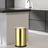 Antique Gold Trash Can, 2.4 Gallons Stainless Steel, Waterproof, Rustproof with Swing Lid V1258-DP02-C-2150