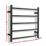 Devanti Electric Heated Towel Rail Rack 5 Bars Wall Mounted Clothes Dry Warmer TW-C-WALL-5-BK