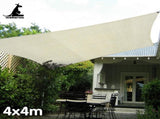 Wallaroo Waterproof 160GSM Outdoor Sun Shade Sail Canopy Cream Square 4 x 4m WPSS-4X4-160