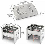 1 Piece Foldable Charcoal Grill, Stainless Steel Portable BBQ with Removable Grate and Ventilation V1189-LC-HW-00309