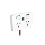 Iconic 250V 10A Horizontal Mount Dual USB Charger Twin Switched Socket V1202-V1-CLI3025USB2VW