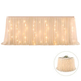 6ft Table With Lights, Pearl Chiffon LED Lighted Tableing, 72" x 30.7" Ruffle Tutu Table V1192-AZ-W-18430