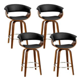 Artiss 4x Bar Stools Swivel PU Seat Wooden BA-TW-8201-BKX4