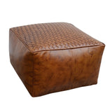 SQUARE LATTICED LEATHER OTTOMAN V742-M21284