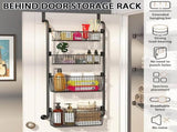 CARLA HOME 4-Tier Over the Door Organizer Heavy-Duty Metal Pantry Rack with Hanging Baskets for Home V178-36339