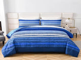 Nordic Calm stripes Blue 3Piece Comforter Set Scandi Chic Vibes V745-MAB010884AJ3