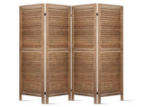 Artiss 4 Panel Room Divider Screen 160x170cm Louver Oak RD-B-0539-4P-BR