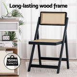 Artiss Dining Chair Wooden Rattan Foldable Black UPHO-C-DIN-01-RAT-BK